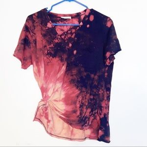 2XL Lush Grunge Distressed V Neck Basic Tee